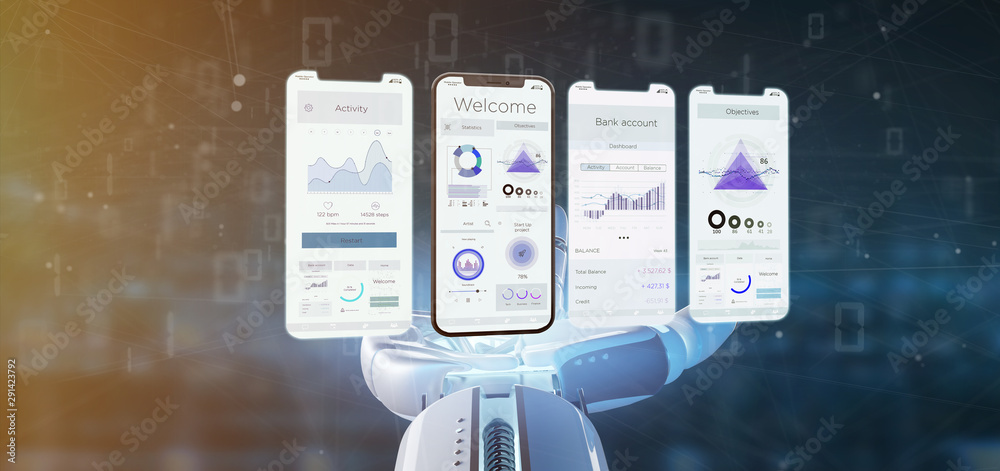 Poster application interface ui on a smartphone - 3d rendering