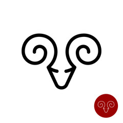 Ram simple line stylized icon. Taurus logo. Mountain goat linear sign. Animal tribal symbol.