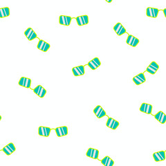 Seamless summer pattern sun glasses on white background