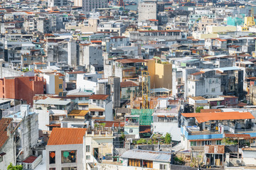 Fototapeta na wymiar Amazing aerial view of old residential buildings in Macau