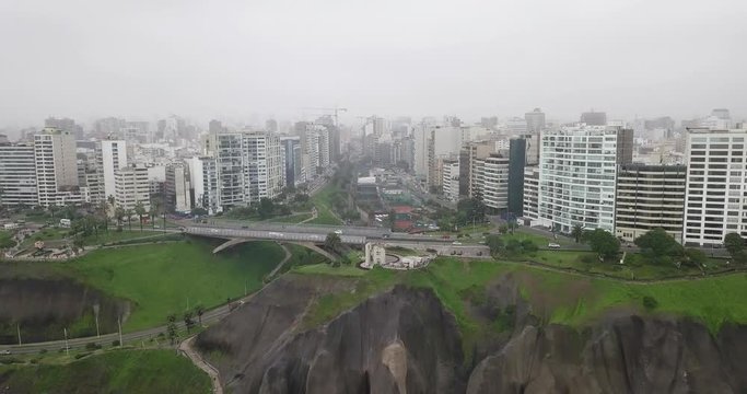 A drone shot of the famous beach of Lima.