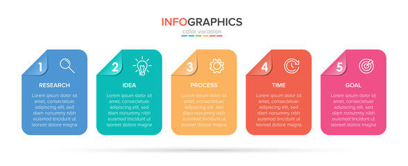 Infographic design with icons and 5 options or steps. Thin line vector. Infographics business concept. Can be used for info graphics, flow charts, presentations, web sites, banners, printed materials.