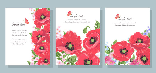 set of business cards with flowers