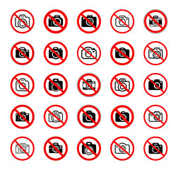 zestaw znaków zakaz fotografowania - obrazy, fototapety, plakaty