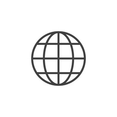 Globe grid line icon. linear style sign for mobile concept and web design. World globe outline vector icon. Symbol, logo illustration. Vector graphics
