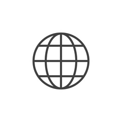 Globe grid line icon. linear style sign for mobile concept and web design. World globe outline vector icon. Symbol, logo illustration. Vector graphics