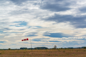 Lonely windsock at the empty airfield.