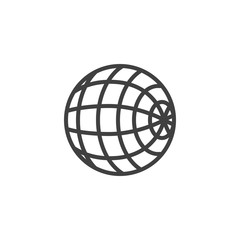 Geography globe line icon. linear style sign for mobile concept and web design. Earth globe grid outline vector icon. Symbol, logo illustration. Vector graphics