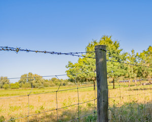 12 Picket fence with barbed wire restricting access to private land