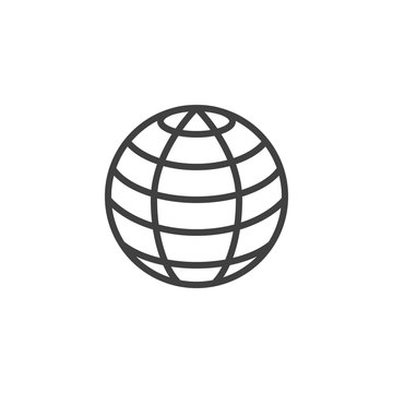 Globe grid line icon. linear style sign for mobile concept and web design. Earth globe latitudes outline vector icon. Symbol, logo illustration. Vector graphics