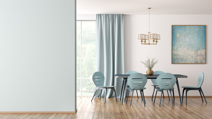 Interior of modern dining room 3d rendering