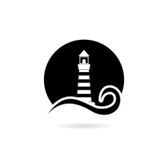 Obraz premium Lighthouse Logo, lighthouse icon in trendy design style