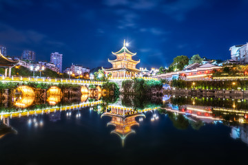 Fototapeta na wymiar Night View of Ancient Bridges in Guiyang, Guangxi