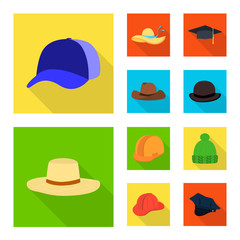 Isolated object of fashion and profession symbol. Set of fashion and cap vector icon for stock.