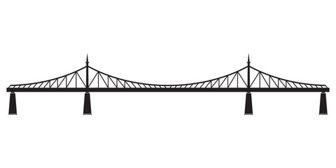 Bridge in retro style. Side view. Black silhouette of bridge. Vector illustration.