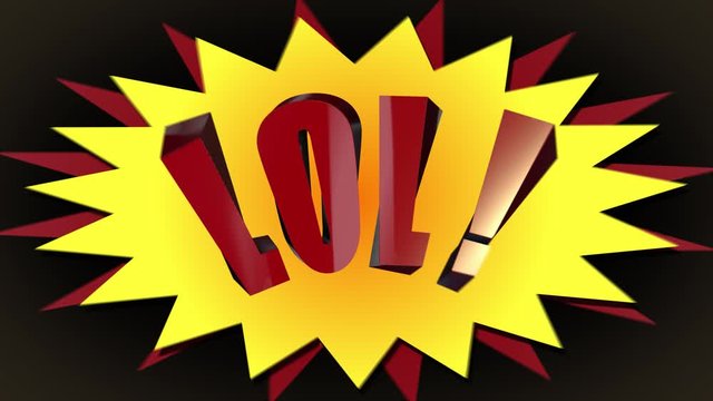 Whacky Animated 3D Cartoon style motion graphic banner of the word LOL