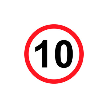 Speed limit 10 icon isolated on white background. Vector illustration.