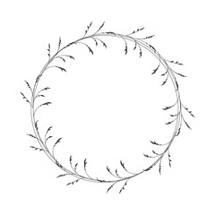 Fototapeta premium Autumn botanical oval frame wreath on white background