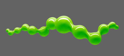 Abstract background with flying shiny drops of liquid 3D illustration