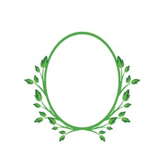 Vector concept oval green photo frame. Blank template to decorate the image and photo. Modern elegant graphic design.