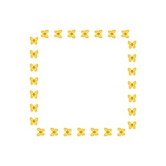 Vector concept photo frame with a yellow butterfly. Blank template to decorate the image and photo. Modern elegant graphic design.