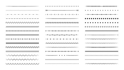 Set of hand drawn vector line border. Lines, borders, underline pencil strokes, drawing dividers. Doodle design. Geometric vintage fashion collection.