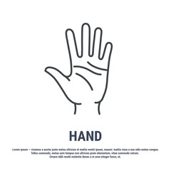 Vector icon. Line design. Hand palm. Anatomical structure of man. Disease and treatment. Symbol, element, sign, logo, emblem. Concept illustration.