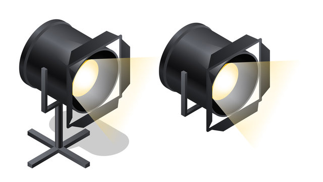 Stage spotlights isometric icons
