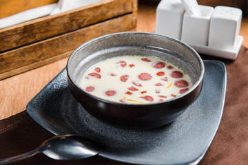 Homemade Soup, Top and Side View