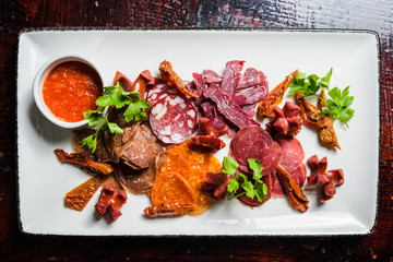 Cold cuts with fresh herbs