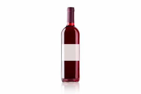 Mockup botella de vino tinto con etiqueta blanca