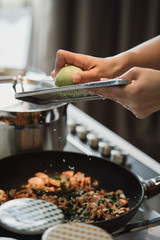 food preparation in the kitchen