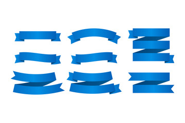 Fototapeta premium Blue ribbons banners. Set of ribbons. Vector illustration.