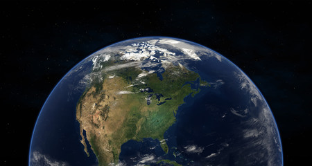 Fototapeta na wymiar Realistic rendering of the Earth-Northern Hemisphere