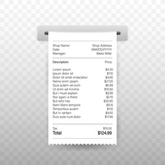 Vector Realistic 3d Paper Printed ATM Transaction Record Receipt Set Closeup Isolated on White Background