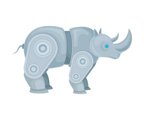 Robot rhino. Side view. Vector illustration on a white background.