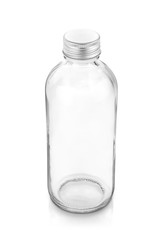 blank packaging transparent glass bottle for beverage or medicament product design mock-up