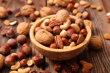 assorted of dried fruit- walnut, hazelnut, peanut...