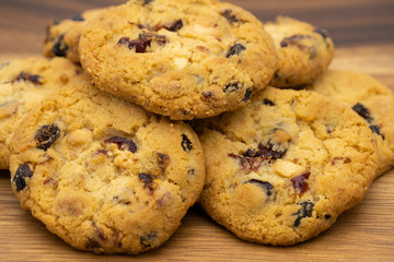 Pile of delicious tasty recipe apple cookies homemade isolated on wooden table