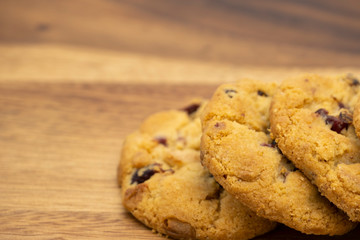Pile of delicious tasty recipe apple cookies homemade isolated on wooden table