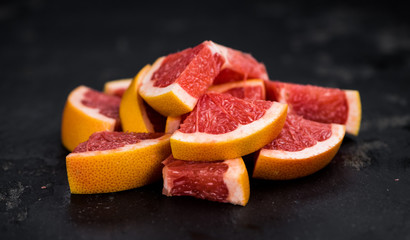 Grapefruit slices (selective focus)