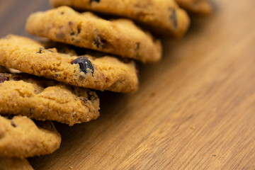 Pile of delicious tasty recipe apple cookies homemade isolated on wooden table