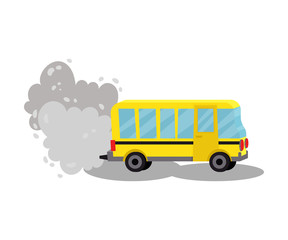 Bus with the exhaust gases. Vector illustration on a white background.