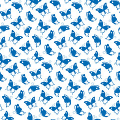 Fototapeta premium Seamless of blue butterflies pattern is great for creating gift paper, wallpaper, wedding greeting cards and textile 