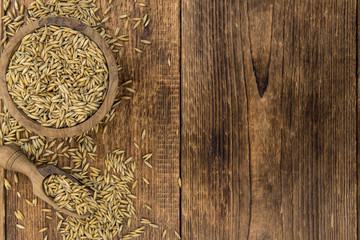 Portion of healthy Oat (selective focus; close-up shot)