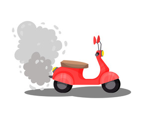 Red little motorcycle. Vector illustration on a white background.