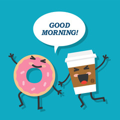 a glass of coffee and a donut have fun and rejoice