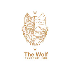 illustration of wolf line art © Sabavector