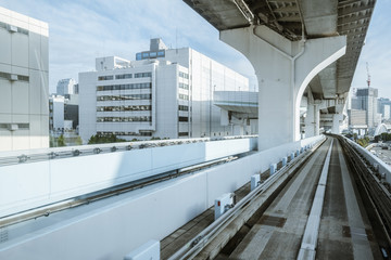 Fototapeta premium Cityscape from monorail sky train in Tokyo