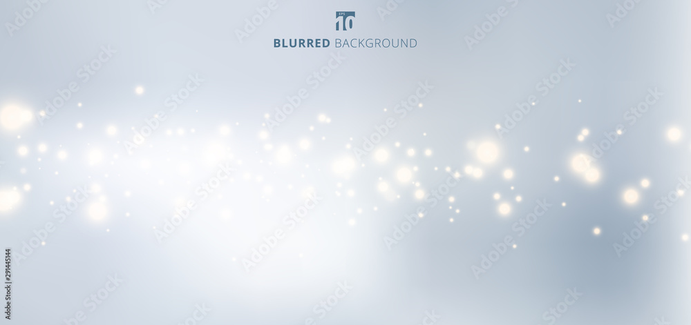 Wall mural abstract nature blue color blurred background with circles bokeh and glitter sparkle light.
